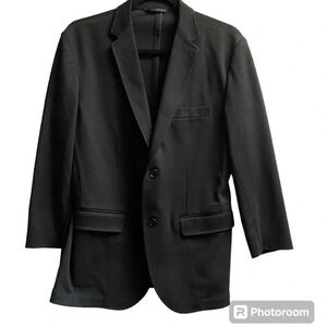 MUJI black 2  button cotton blend 3/4 sleeve blazer Sz M